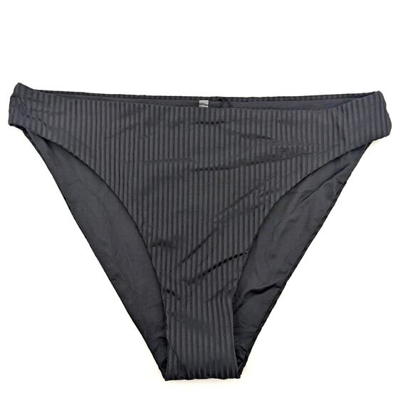 Vitamin A Women's Eco Ribbed Midori Bikini Bottom High Leg Black Size M - Picture 2 of 8